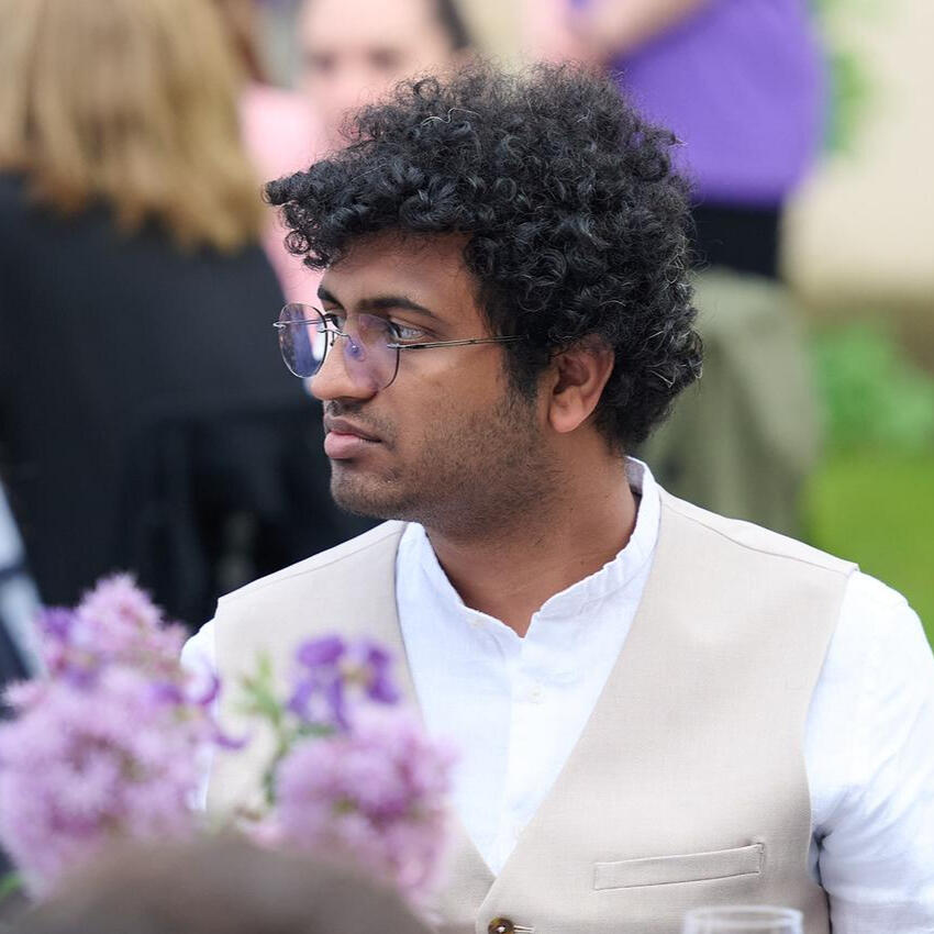 A portrait of Ajey Pai Karkala - he's currently doing a PhD in computer science at the university of Amsterdam. He designs reliable AI algorithms to understand women’s cancers better.